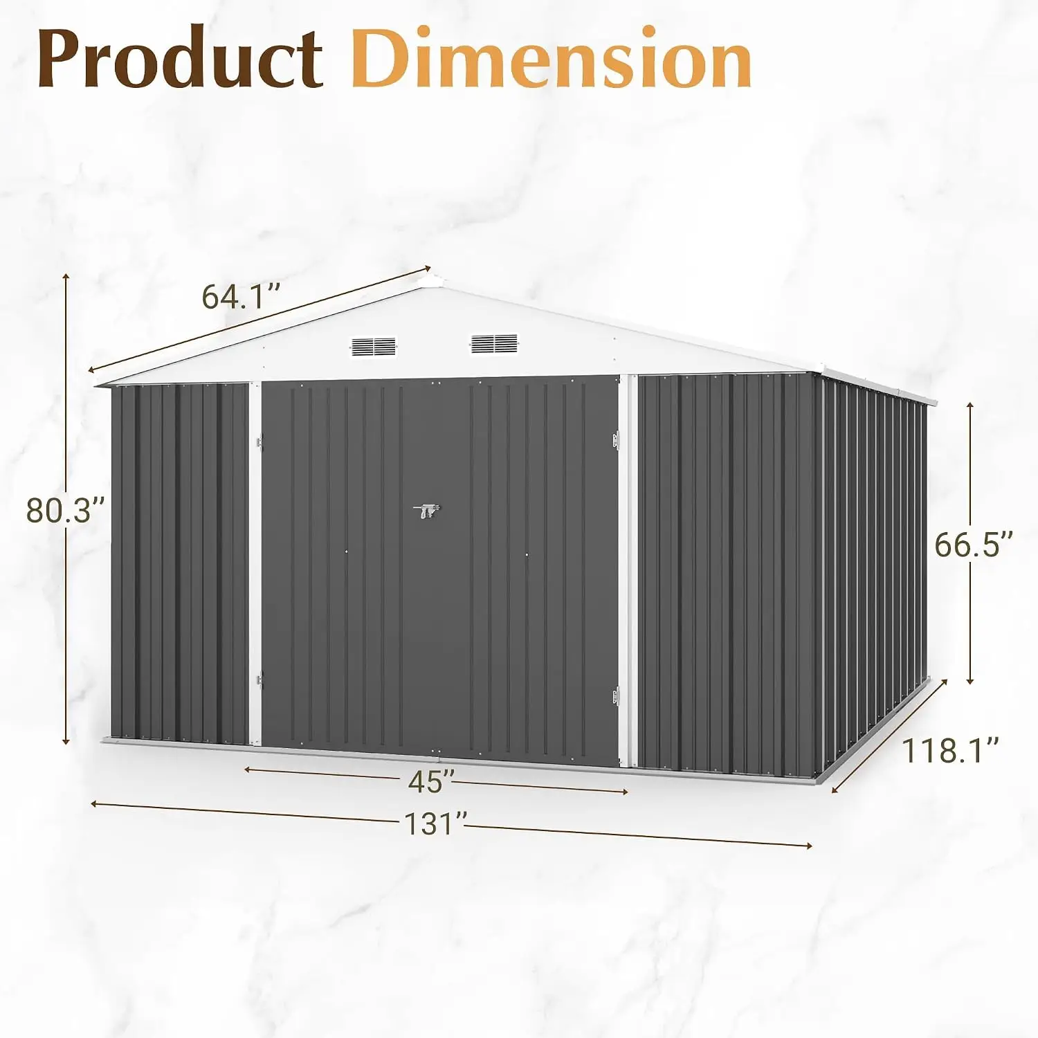 10 x 10 FT Shed Outdoor Storage Shed Metal Garden Shed with Lockable Door Outside Waterproof Tool, Customized