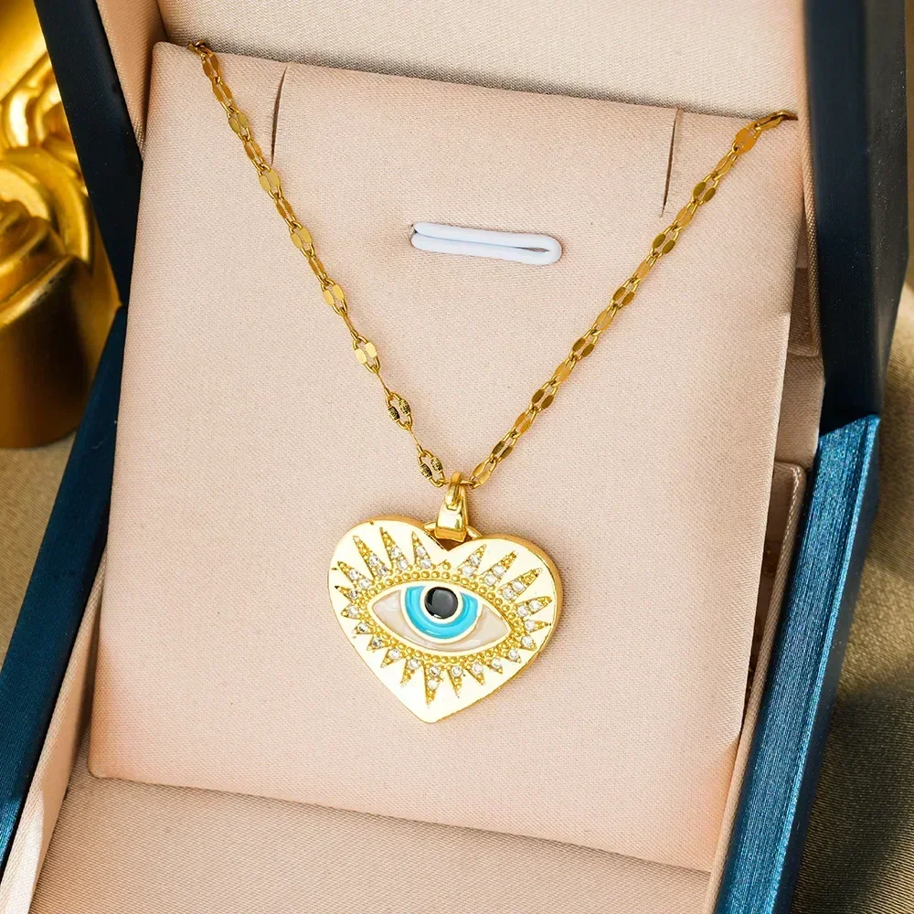 

2025 2025newTitanium steel necklace, female Turkish blue eye, Devil's Eye pendant, niche light luxury collarbone chain