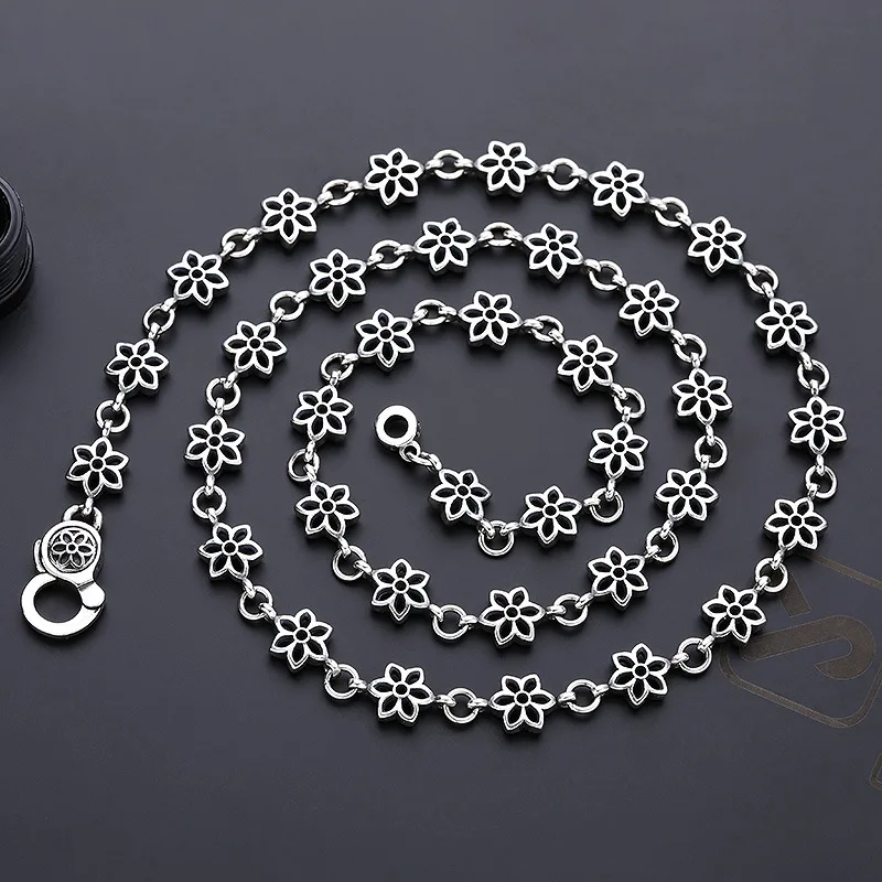 

S925 sterling silver necklace for women collarbone short cherry blossom thick k-style niche punk rock ornaments