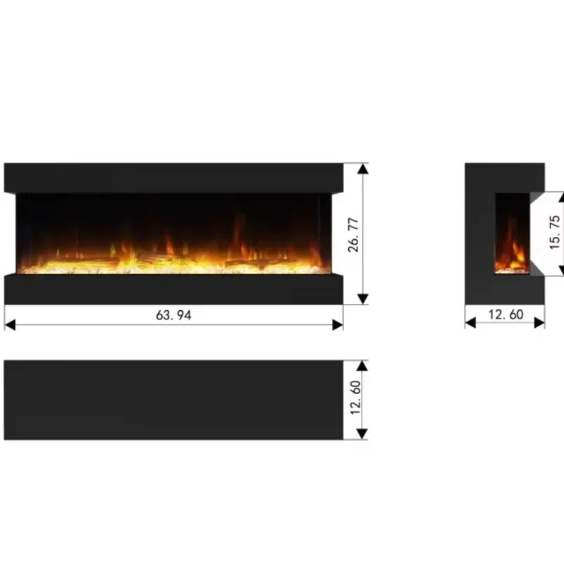 

【Best-selling】50 Inch New Modern Indoor Customized Heaters 3 Sided Fireplace Factory Wholesale Insert Wood Burning Stove Electri