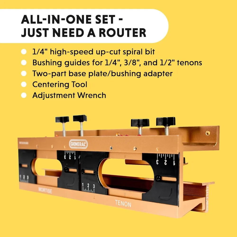 Kit Jig Mortise dan Tenon untuk Pertukangan Kayu dengan Mata Bor Berongga untuk Pengeboran Presisi