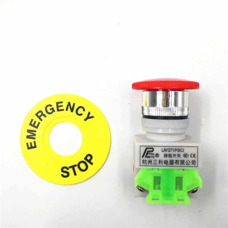 Red Mushroom Cap 1NO 1NC DPST Emergency Stop Push Button Switch AC 660V 10A Switch Equipment Lift Elevator Latching Self Lock