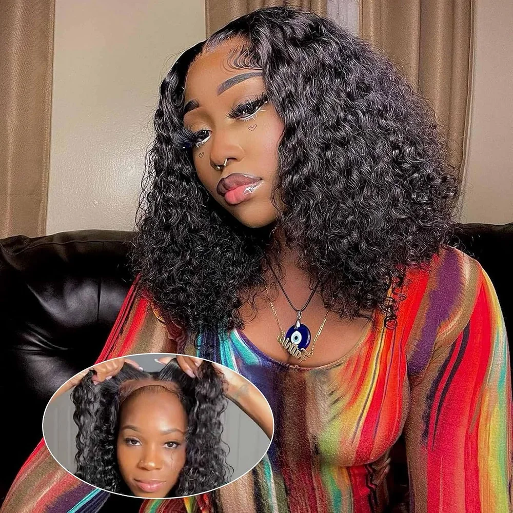 

Curly Wigs Human Hair Pre Plucked Curly BOB Wig Human Hair 6x4 HD Lace Closure Deep Wave Wigs for Black Women Deep Wave