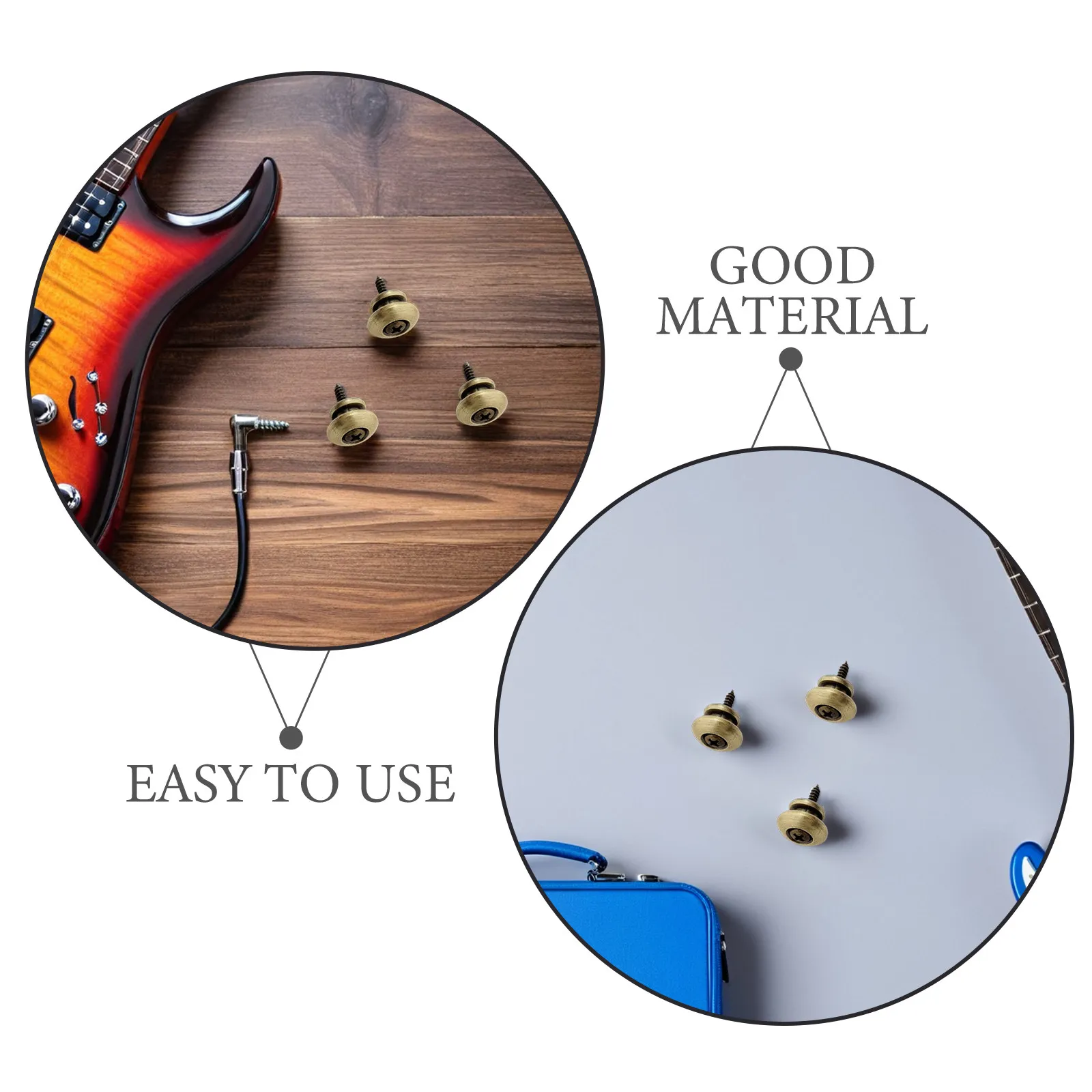 8Pcs Quick Release Strap Lock Buttons Mushroom Head Bronze for Guitar Ukulele Bass Strong Stability Lightweight Strap