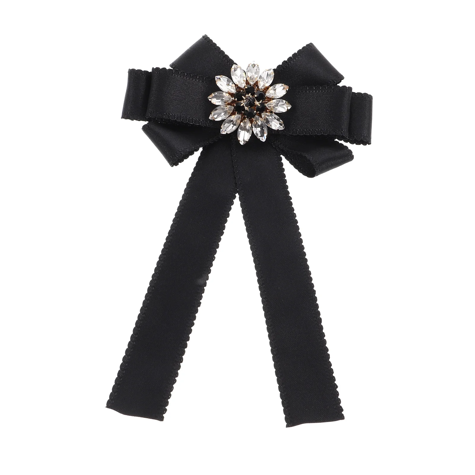 

Large Bow Brooch Rhinestone Lapel Pin Elegant Bowknot Tie Brooch Pin for Women Workwear Collar Accessory Bow Lapel Pins