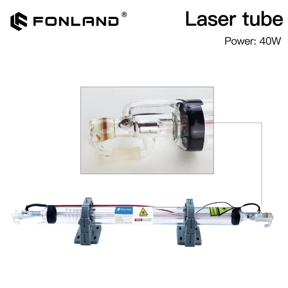 Imagem -04 - Fonland Tubo Laser Co2 40w Comprimento 700 mm Lâmpada Laser de Vidro para Máquina de Corte e Gravação a Laser Co2 Série K40 Garantia de Danos