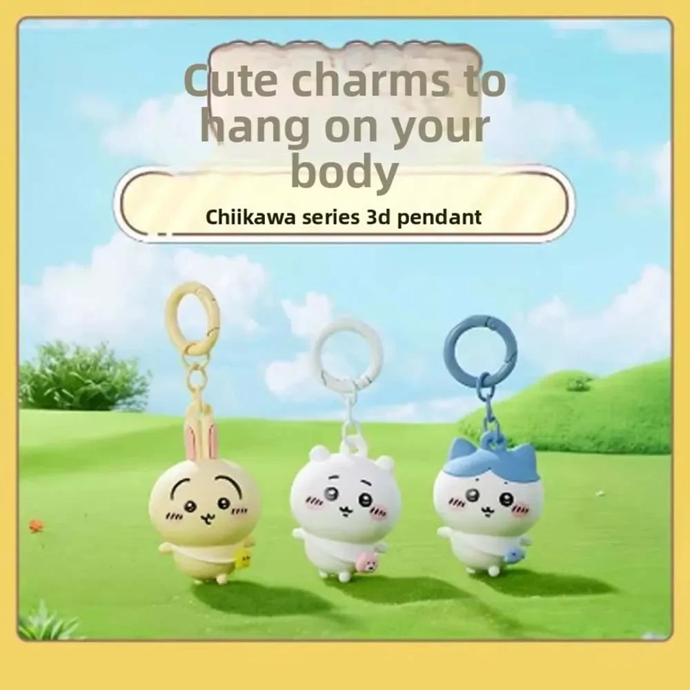 Cute Chiikawa Usagi Hachiware 3D Plush Keychain Bag Charm Pendant Anime Doll Figure Car Hanging Ornament Gift Strap Decor