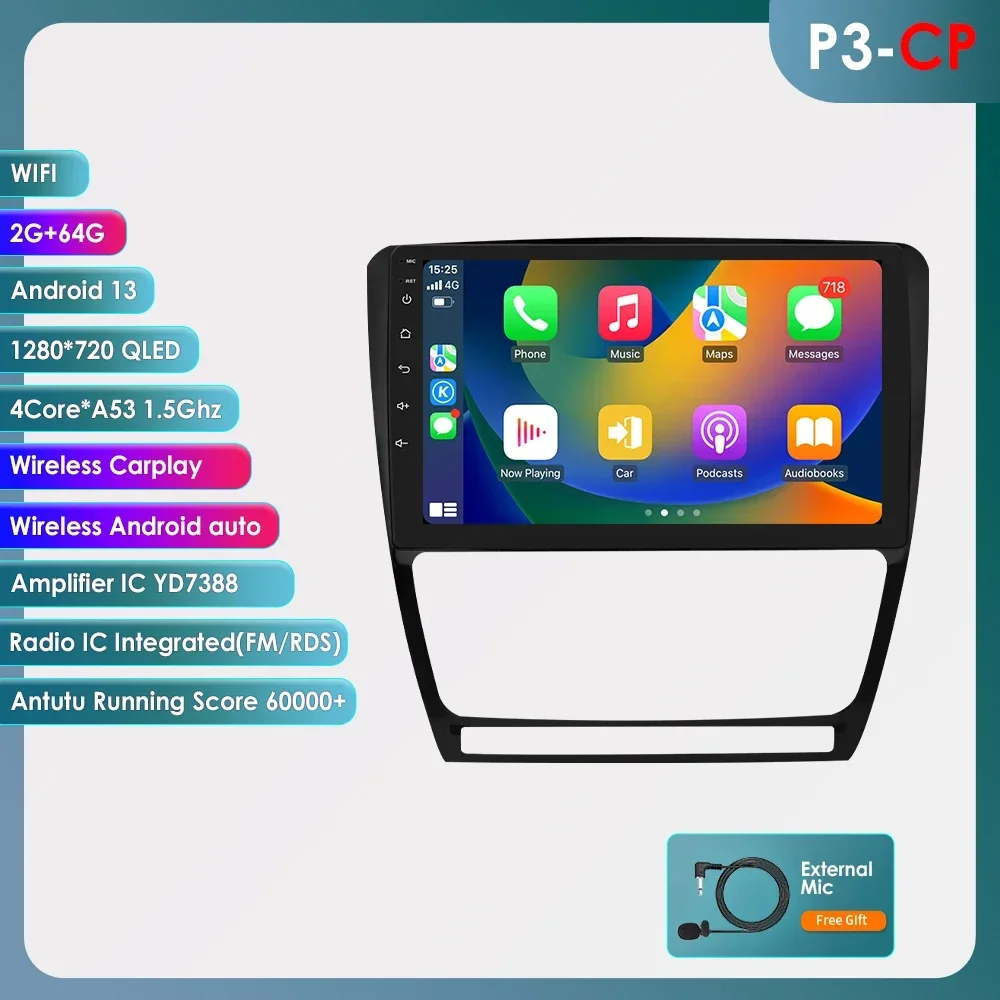 Hizpo 10.1 "4G + WiFi 2din Android 14 Autoradio Multimidia Video Player Navigatie GPS Voor SKODA Octavia 2 A5 2008-2013 Head Unit
