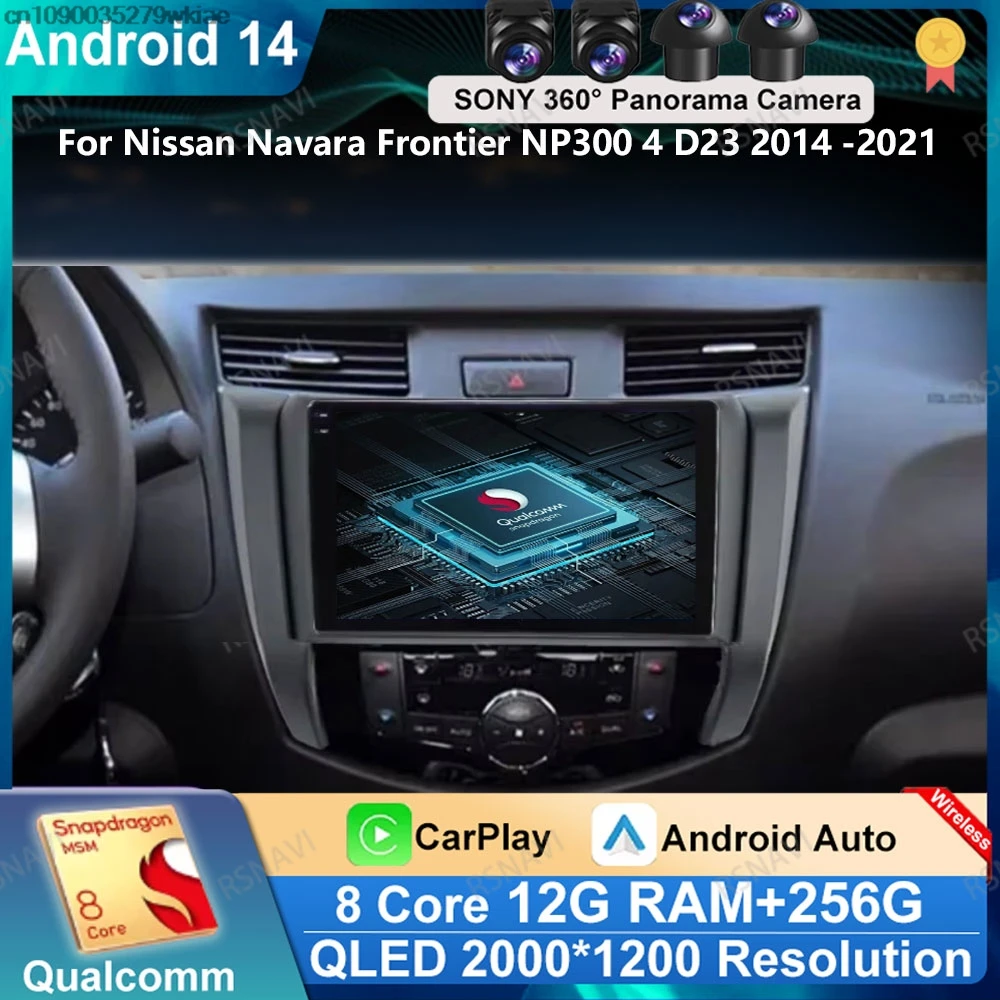 Android 14 Carplay Auto For Nissan Navara Frontier NP300 4 D23 2014 - 2021 Car Radio Navigation GPS Multimedia Video Player