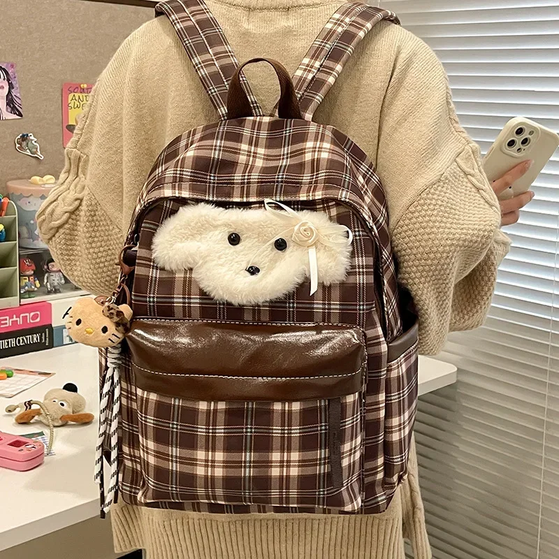 

Весенний новый милый студенческий рюкзак с собакой, женский большой вместительный рюкзак с милой сеткой для девочек, школьный рюкзак для студентов