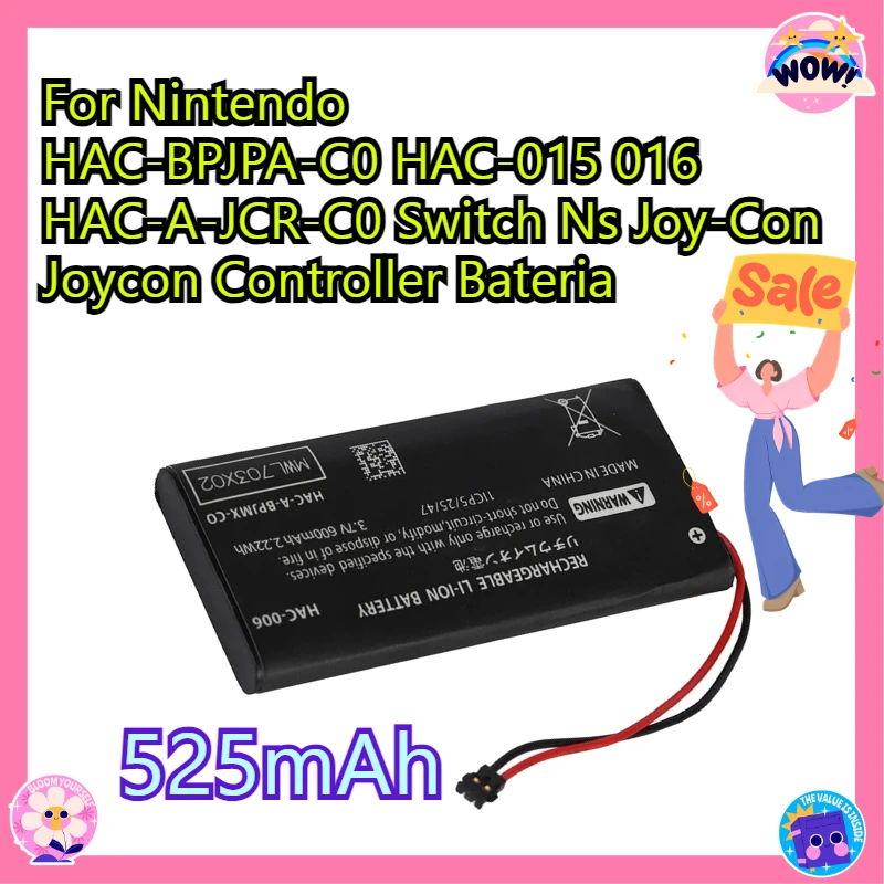 

HAC-006 525mAh Compatible Battery For Nintendo HAC-BPJPA-C0 HAC-015 016 HAC-A-JCR-C0 Switch Ns Joy-Con Joycon Controller Bateria
