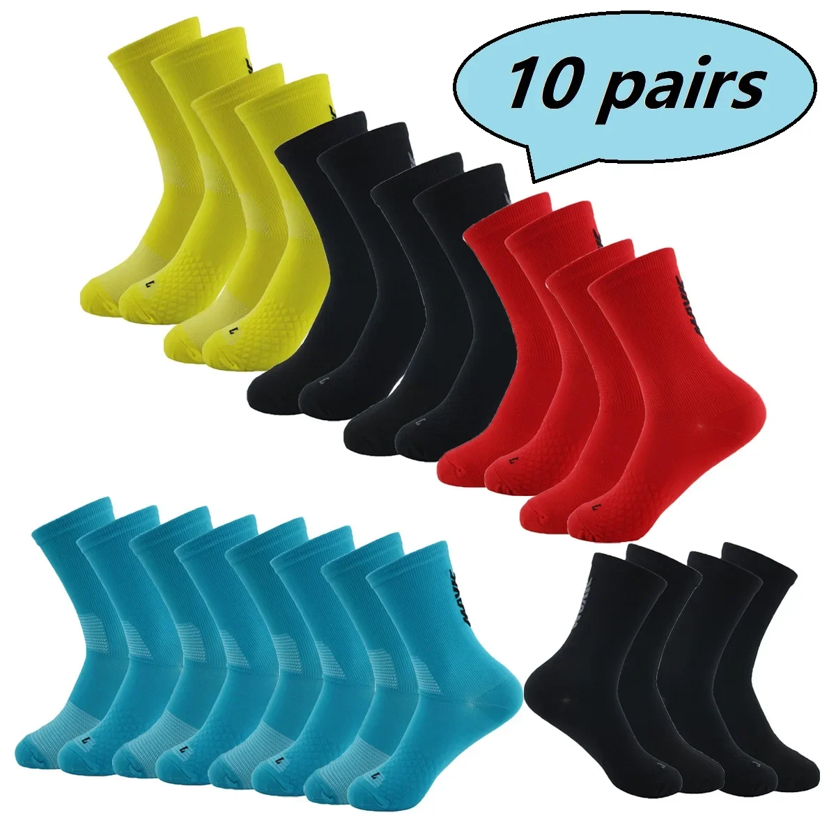 10 Pairs Outdoor Sports and Leisure Socks Running Socks Hiking Socks Road Cycling Socks Outdoor Cycling Socks and Sports Socks