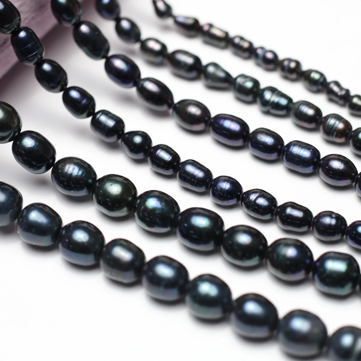 Natürliche schwarze Perlenperle in Reisform, lose Distanzperlen für die Herstellung von Schmuck, DIY-Armband, Halskette, Zubehör, 3–9 mm – Detail 6