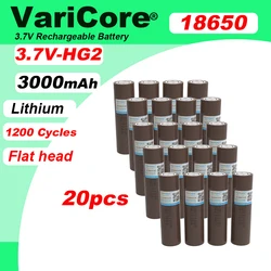 20pcs/lot VariCore new HG2 18650 3000mAh battery 18650HG2 3.6V discharge 20A dedicated For hg2 batteries Flat head + DIY Nickel
