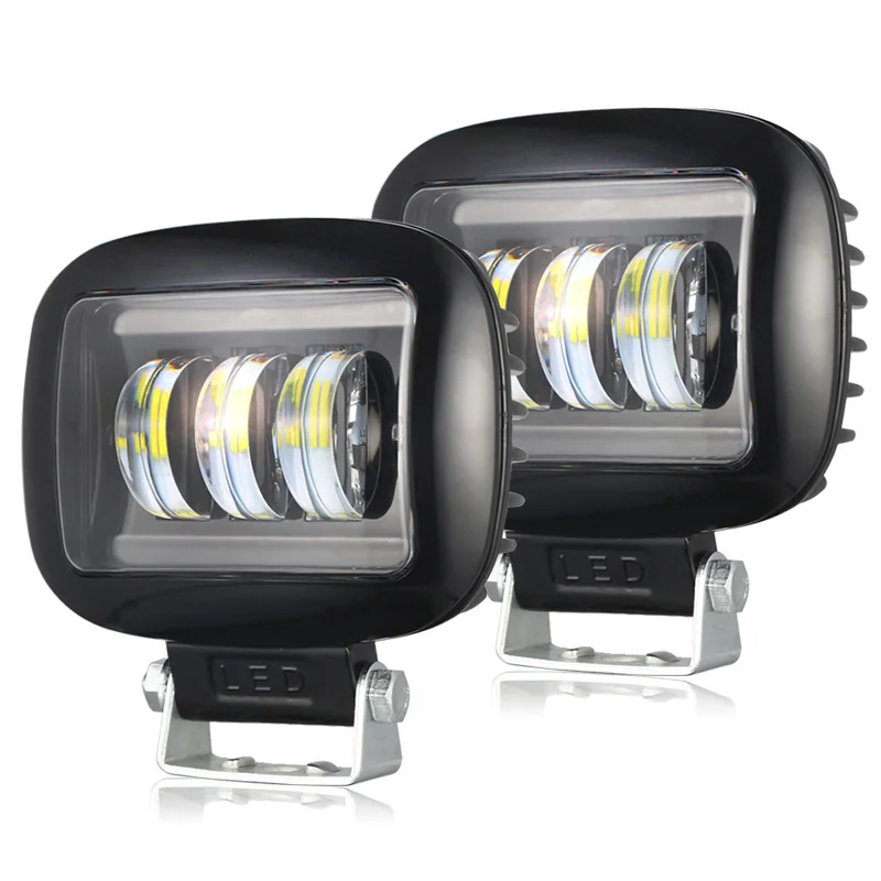 

2PCS Motorcycle laser gun headlights are 30W fog lights round square in 4X4 for a Jeep SUVs with a UTB pickup truck