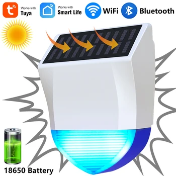 Tuya Smart Wifi Sound Licht Sirene Alarm Outdoor Solar Energie Bluetooth IPX5 Wasserdichte Tamper Alarm Sensor Mit Batterie