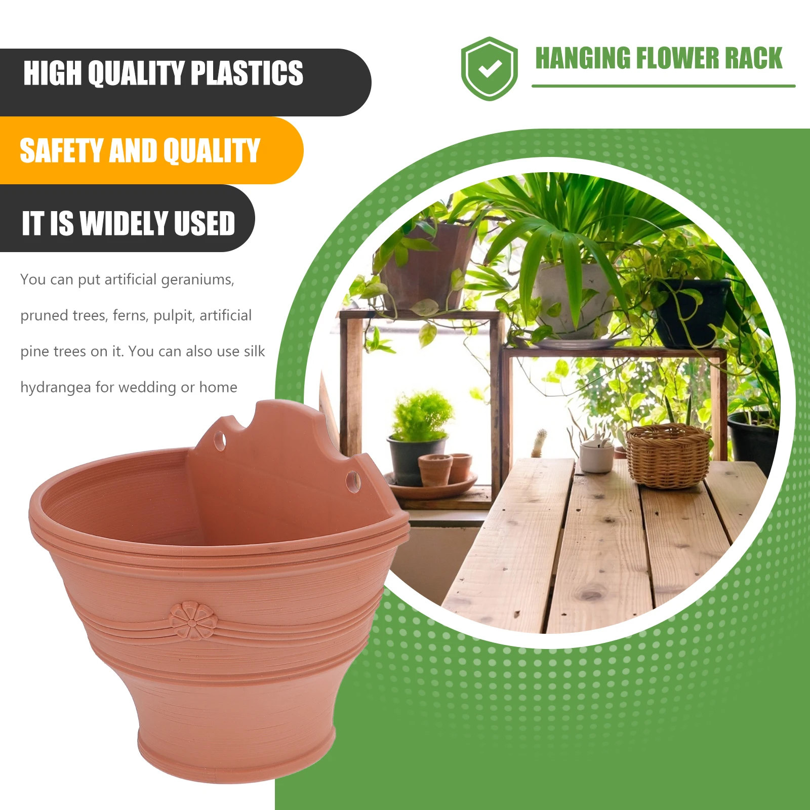 

2pcs Wall Hanging Flower Pot Plastic Home Decor Gardening Planter Modern Simple Space Saving Practical Plant