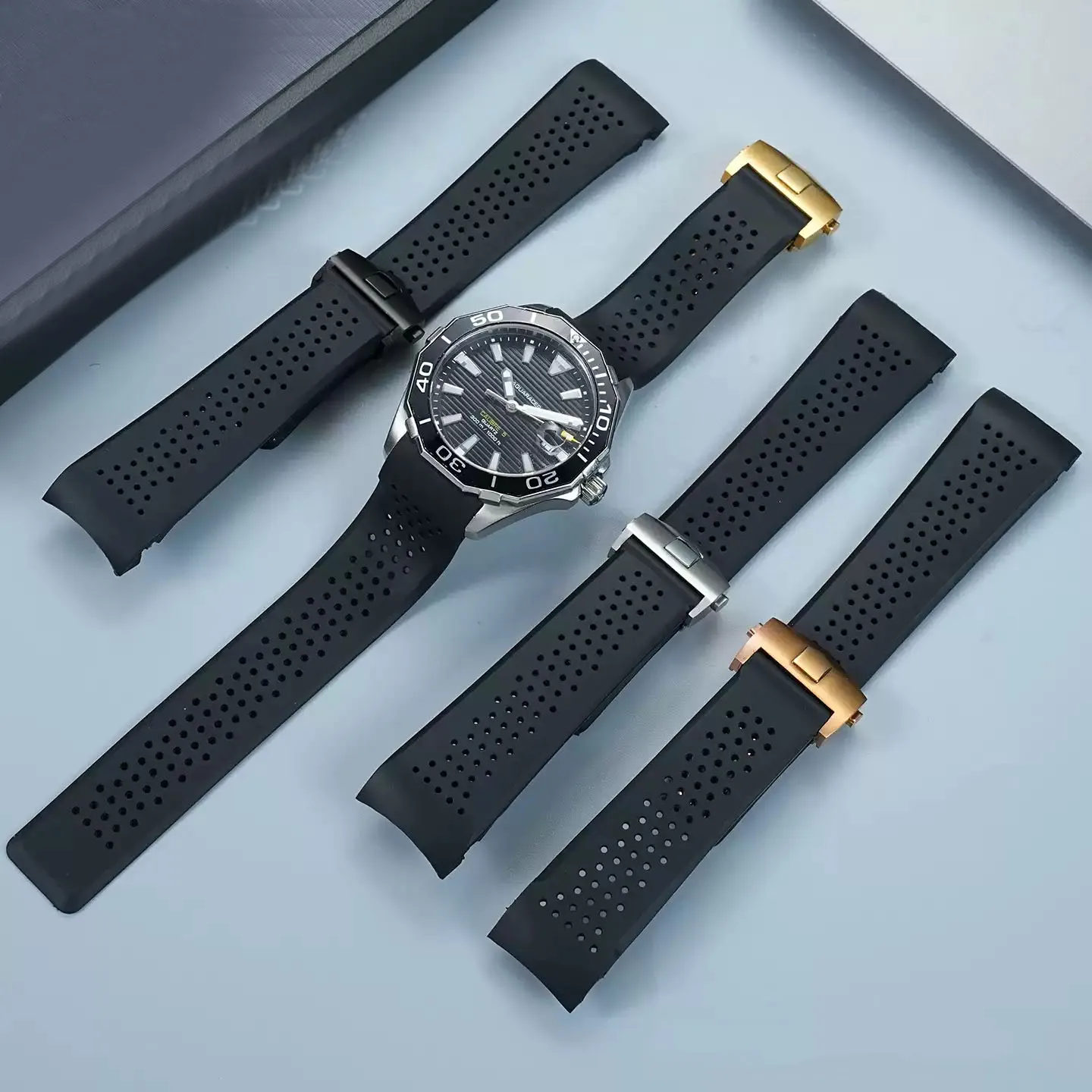 Soft Rubber Watchband For TAG HEUER GRAND CARRERA 22mm 24mmwristband Waterproof Sport Strap  NaturalSilicone Watch Bracelet