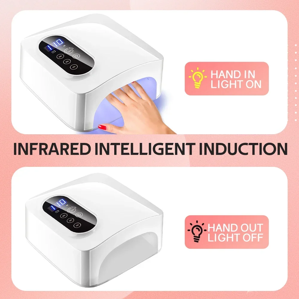 36LEDS Wireless Nail Lamp 72W Cordless UV LED Nail Drying Machine For Curing Gel Polish Rechargeable Gel Curing Manicure Lamp