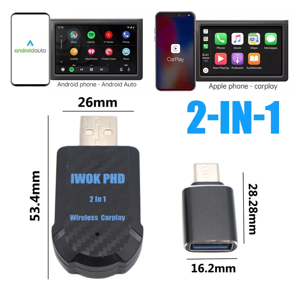 محول CarPlay اللاسلكي ومحول Android اللاسلكي التلقائي الصغير، 5 جيجا هرتز WiFi Type-C/USB التوصيل والتشغيل Carplay محول لاسلكي 2 في 1 #3