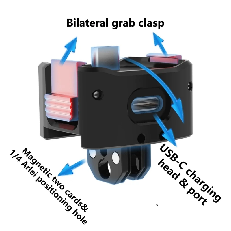 USB C Charging Adapter Base for Pocket 3 Camera Featuring Card Slots and 1/4 Locating Hole