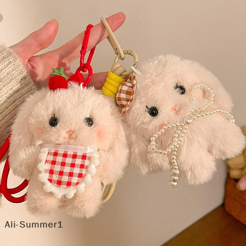 【E】Cartoon Plüsch Kaninchen Schlüsselanhänger Gefüllte Puppe Spielzeug Tasche Anhänger Charms Auto Schlüsselanhänger Zubehör Für Frauen Paare Kawaii Geschenk