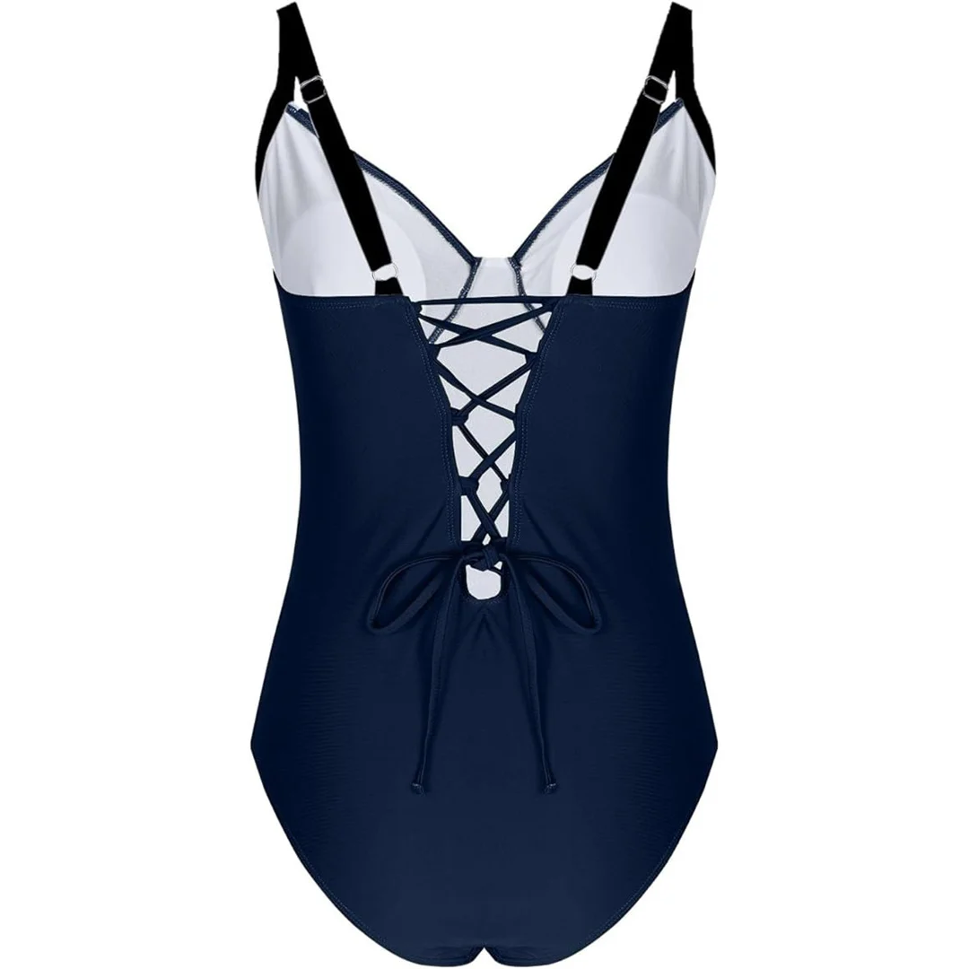 S - XL, 7 Farben, einteiliger Badeanzug mit Schnürung und Spitze, Damen-Badebekleidung, hoch geschnittene Beine, rückenfreier Badeanzug, Badeanzug, Modell V6952. – Detail 25