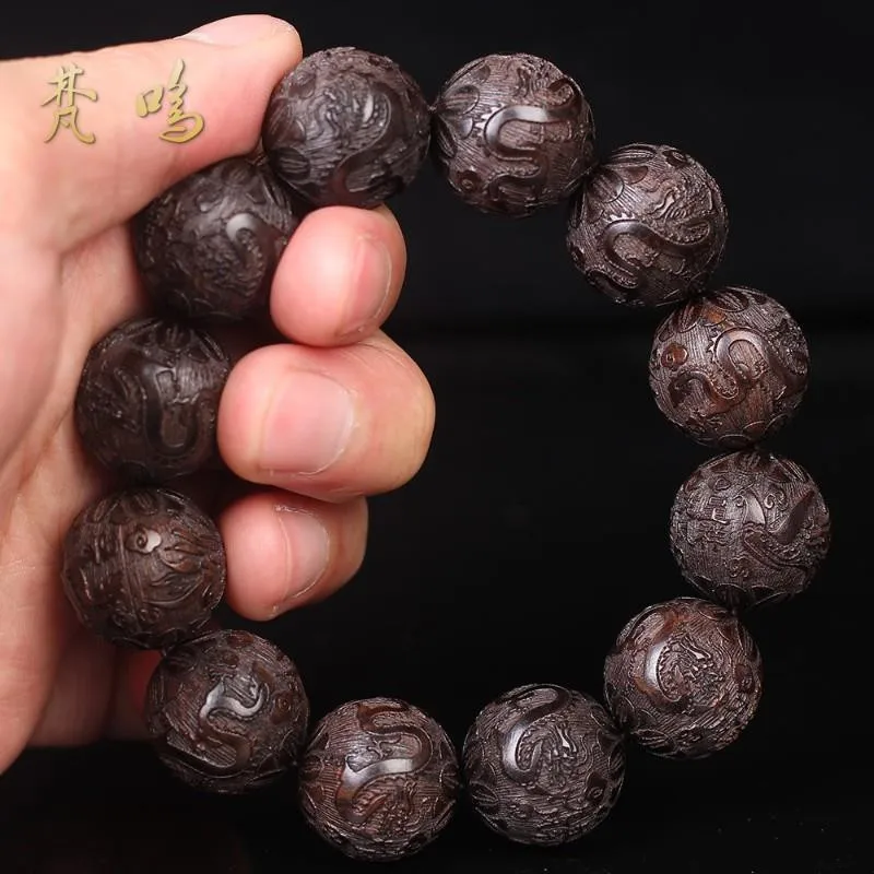 Buddhist Prayer Beads 20mm wood sandalwood prayer beads elastic bracelet men jewelry Authentic African Buddha wood bead bracelet