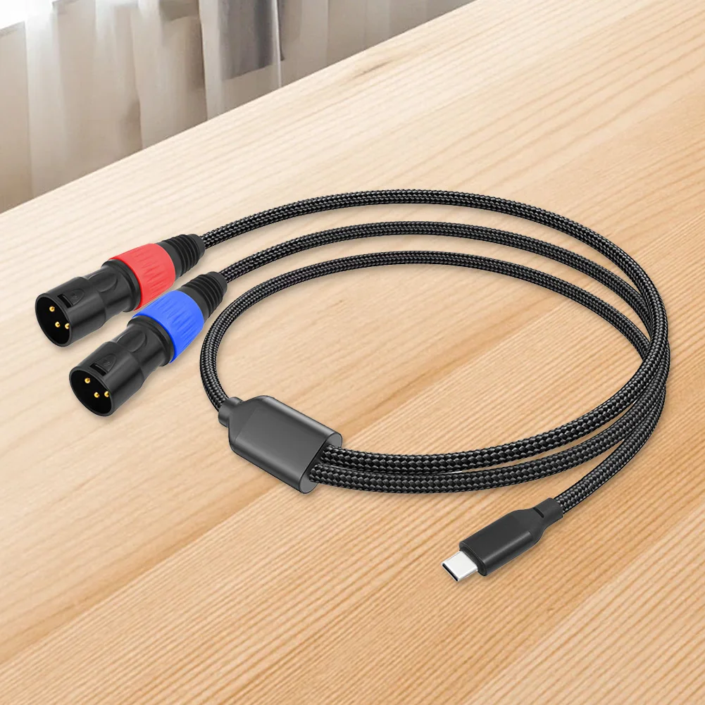 USB Type C Male To 2 XLR Male Stereo Audio Cable DAC 24BIT 192KHZ Type C To Dual XLR Male Aux Cable for Smartphones Laptop