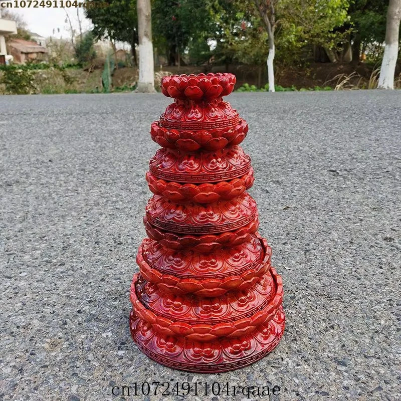 Decorative Wood Display Stand for Buddha, Figurine, Crystal Ball, Home Decoration Altar Decor Round Lotus Carved Wooden Base