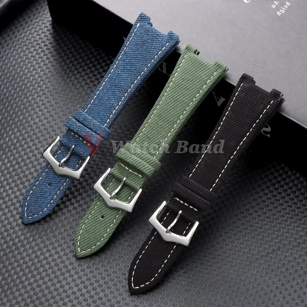 Nylon Leather Strap 13*25mm for Patek Philippe for Nautilus Series 5711 5712 MenWomen Bracelet Vintage Denim Watchband 25mmx13mm