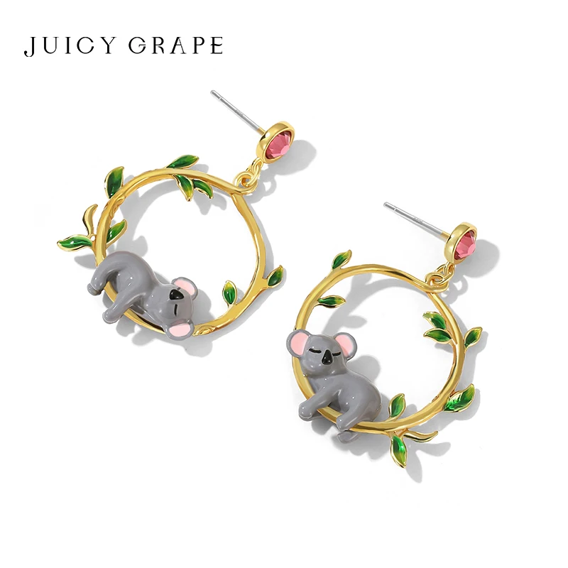 Cute Koala Hoop Earring 925 Silver Needle Exquisite Luxurious Handmade Enamel Animal Earring Jewelry Girlfriend Christmas Gifts