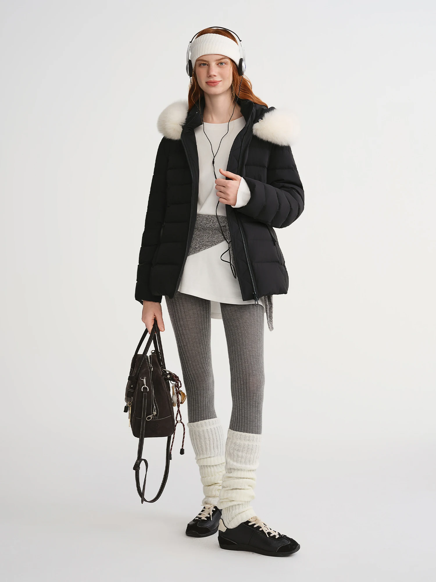 DUSHU Plus-Size 2025 Piumino invernale con cappuccio Donna Cappotti slim Stile coreano Trendy staccabile Collo in pelliccia di volpe Semplice caldo Ins