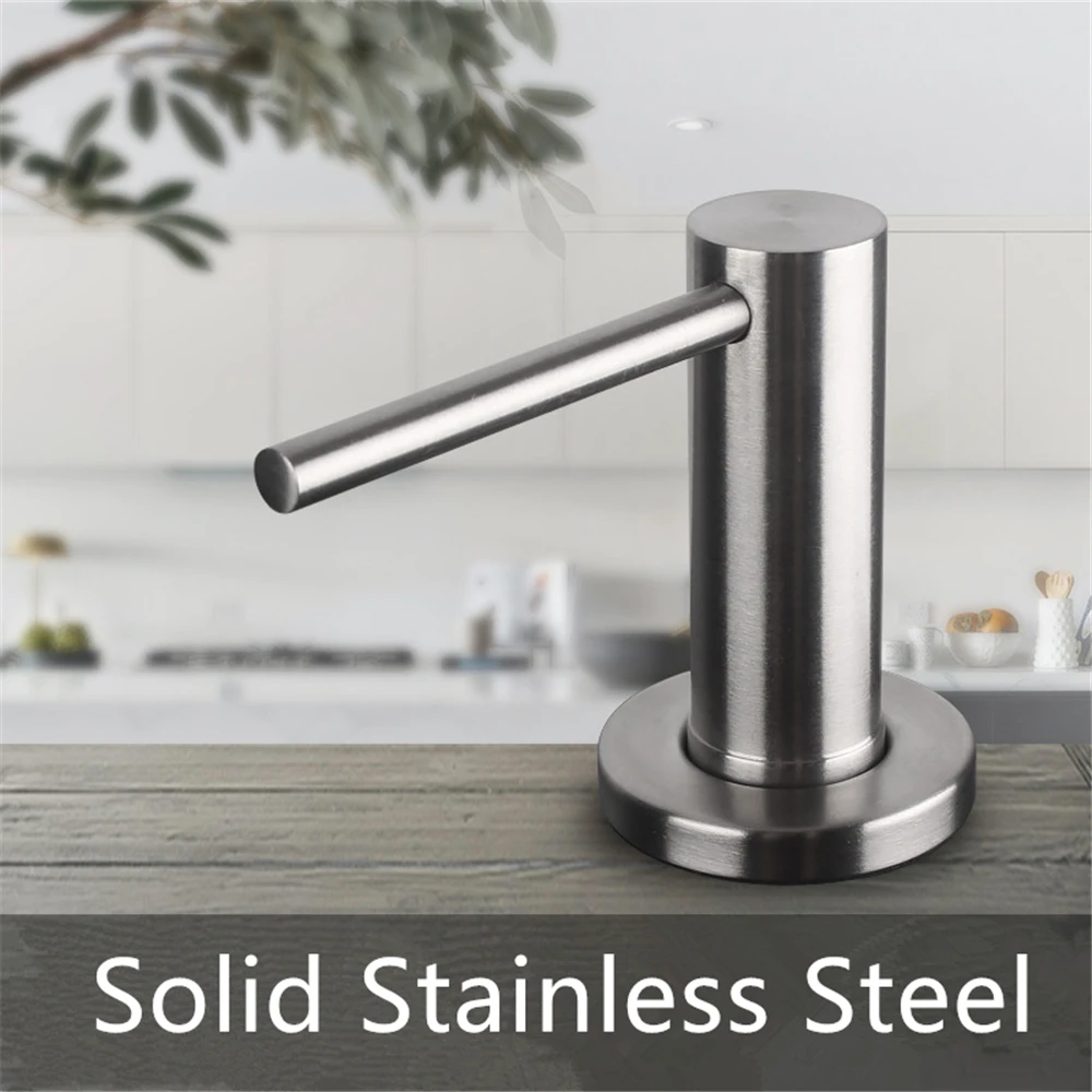 Sink Detergent Dispenser Stainless Steel Kitchen Bathroom Soap Dispenser Built-in Design Black Brushed Liquid Lotion Dispensers