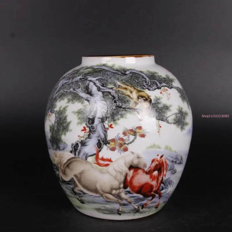 

Modern Antique Craft Porcelain Famille Rose Pattern Storage Jar Altar Home Chinese Style Desktop Decoration Ornaments