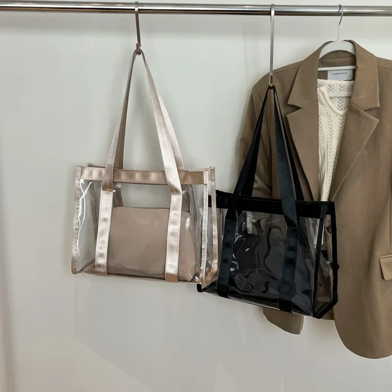 حقائب يد بسحاب ذات ألوان سادة من مادة PVC شفافة ذات سعة كبيرة للنساء 2026 حقيبة عالية الجودة للأم والابن #5
