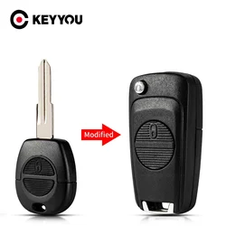 KEYYOU-Modificado 2 Botões Car Flip Key Shell, caso tampa da chave remota, Fob para Nissan, Micra, Almera, Primera, X-Trail, Substituição Auto