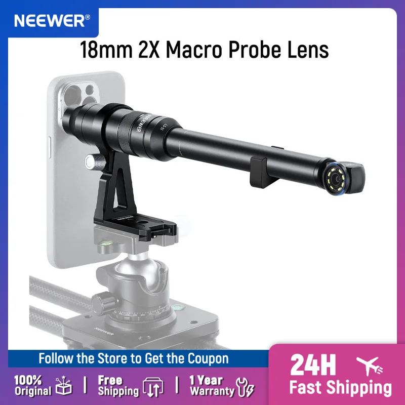 

NEEWER 90 18mm 2X Macro Probe Lens with 17mm Thread for Mobile Video Recording for iPhone Samsung and NEEWER Phone Cage/Case