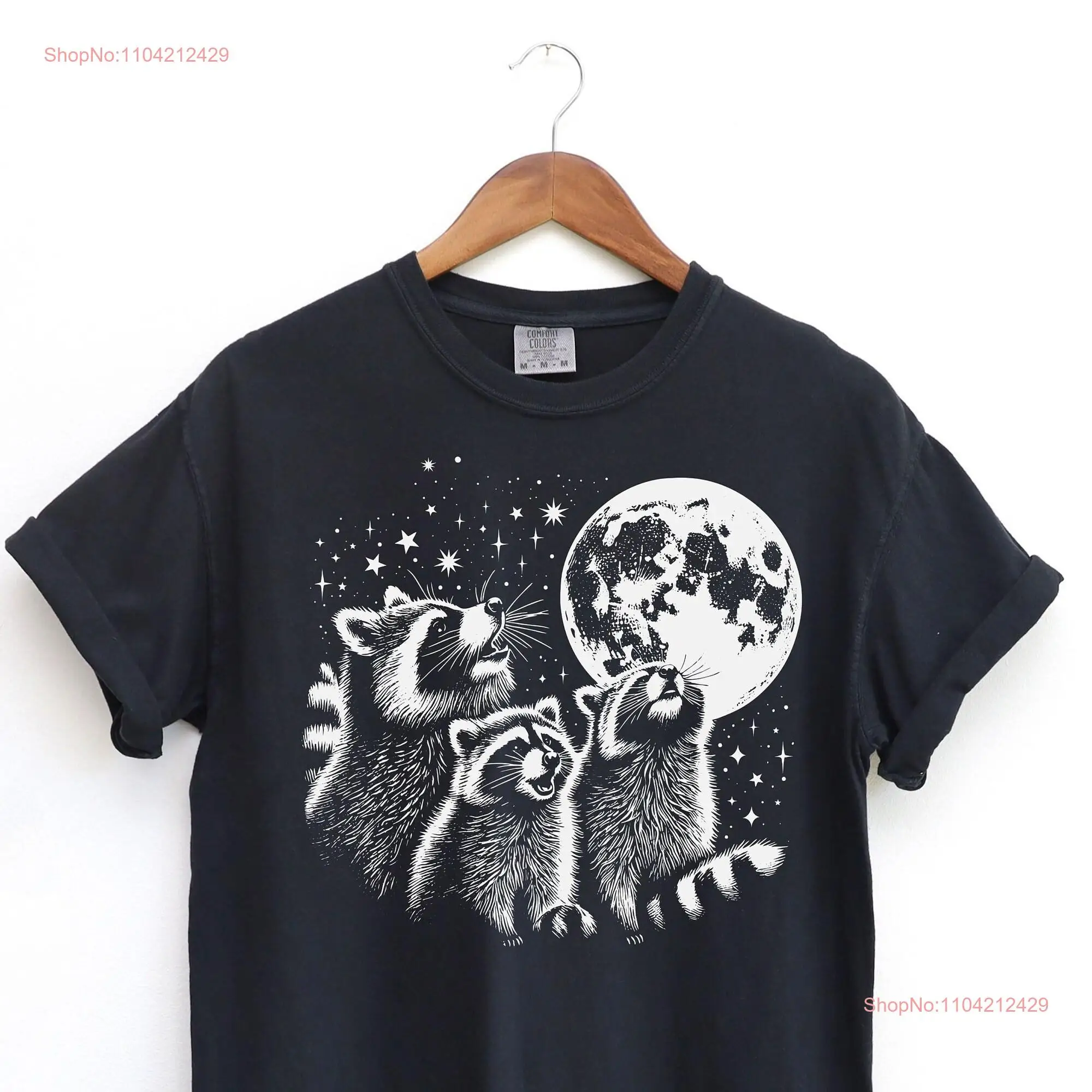 Retro Raccoons Vintage T Shirt Raccoon Moon Lovers Funny Raccon Oversized Washed s long or short sleeves