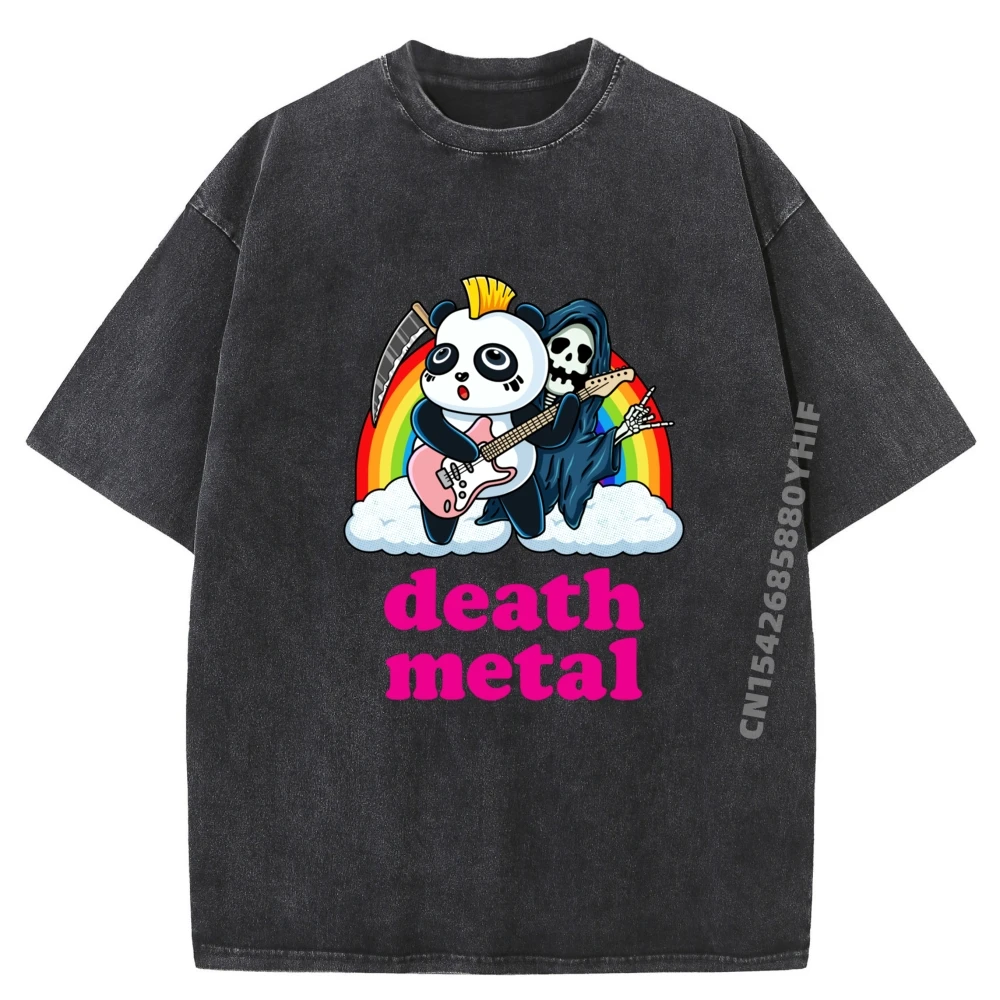 

Мужские специальные уличные топы и футболки Rainbow Punk Panda Rocker Guitar, летняя футболка, крутая модная стираная рубашка