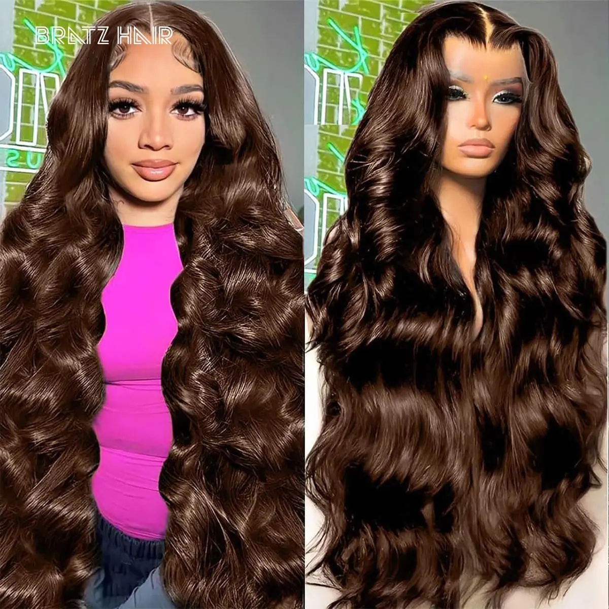 

Chocolate Brown 13x4 Lace Frontal Wig Human Hair 180 Density 30 Inch Brown Wig Preplucked 13x6 HD Lace Front Wigs 360 Full Lace