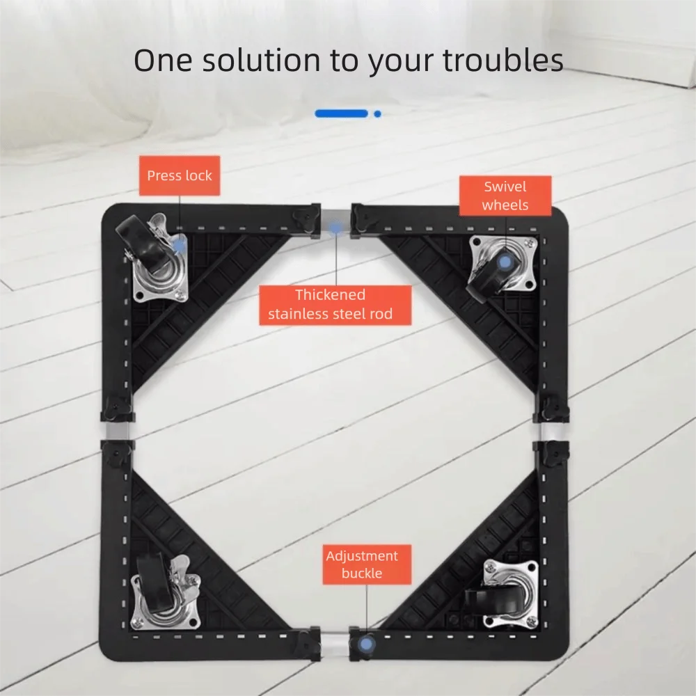 

Регулируемая универсальная мобильная стойка на колесах, выдвижная 4-блокирующаяся батарея, держатель для стиральной машины, прочная несущая нагрузка, нескользящая