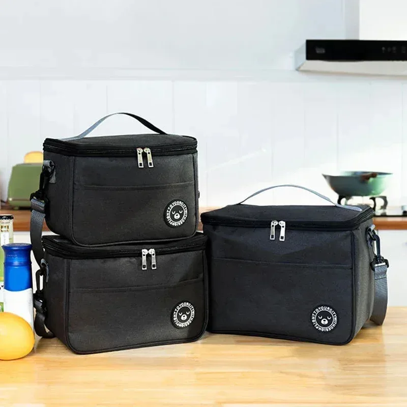 Large capacity insulated tote bag with shoulder straps, lunch bag, student thick waterproof bento bag, picnic bag view 3