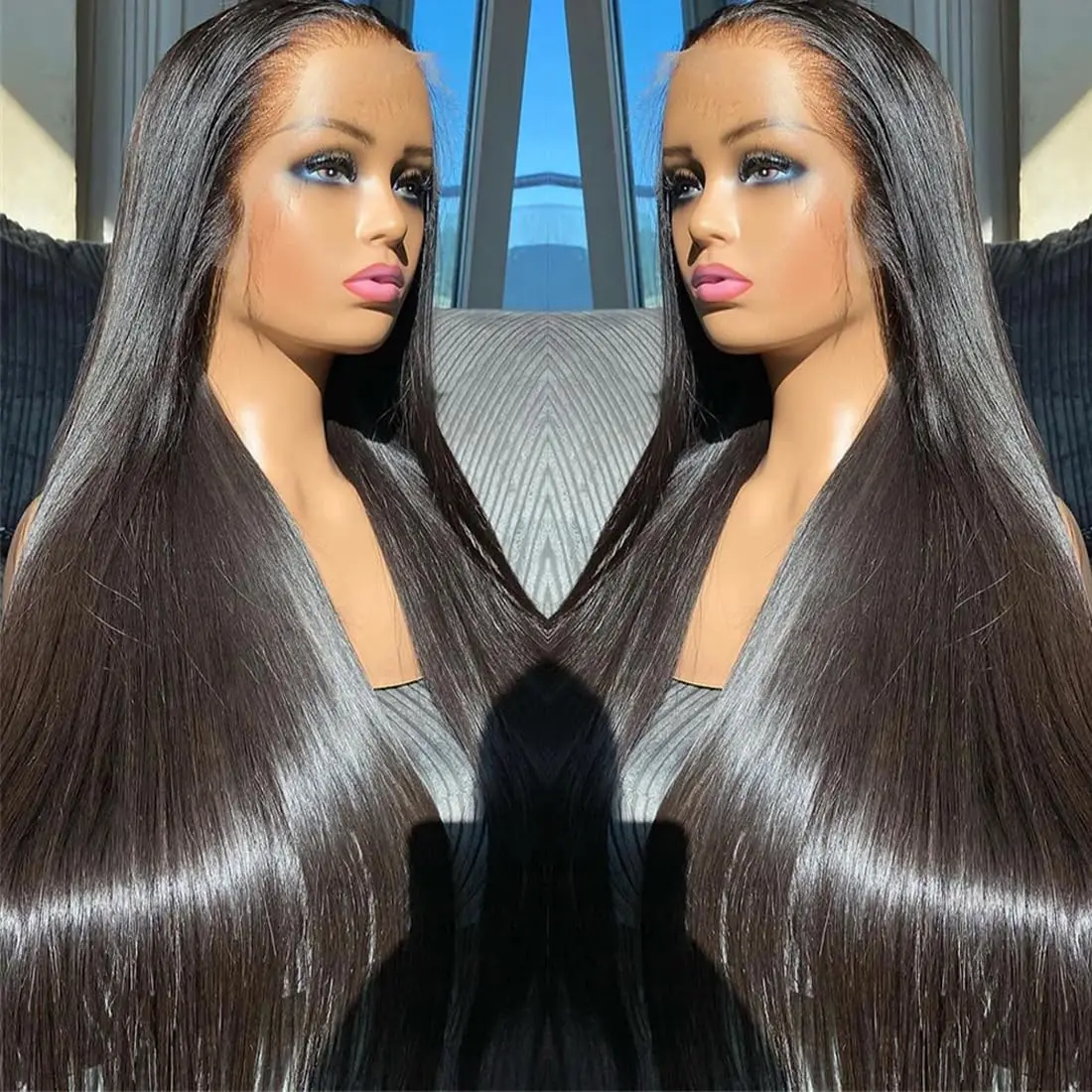 360 Lace Front Wigs Human Hair pre plucked Straight Lace Front Wigs Human Hair 13x4 Full Lace Human Hair Wigs For Black Women image 2