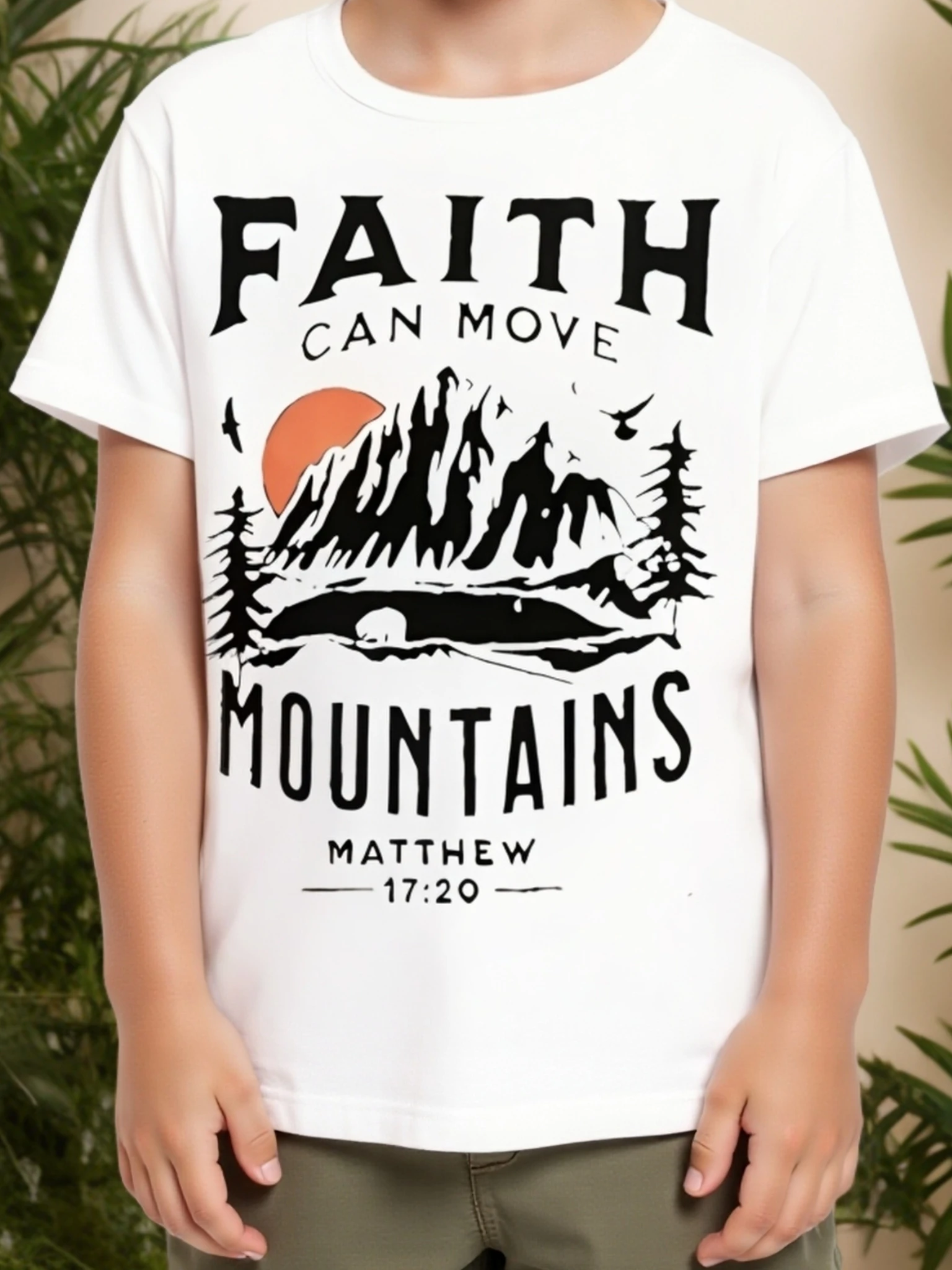 

FAITH CAN MOVE MOUNTAINS Graphic T Shirt Boys Girls Camping Lover Gifts Streetwear Jesus Christianity Children's Clothing