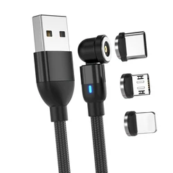 540 Rotate Magnetic USB C IPone Cable Micro USB Cable For iPhone 14 13 X 7 8s Pro Max Samung S20 21 Xiaomi Huawei Charger Cord