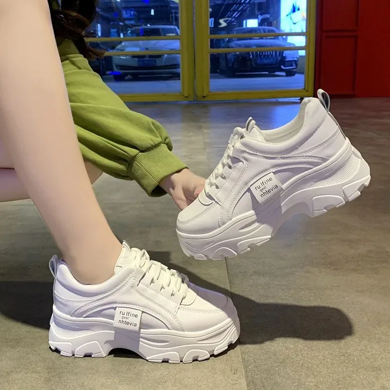 

Chunky Sneakers Women Spring Autumn Thick Bottom Dad Shoes Quality Leather Platform Sneaker Female Zapatos Mujer 2024 Tendencia