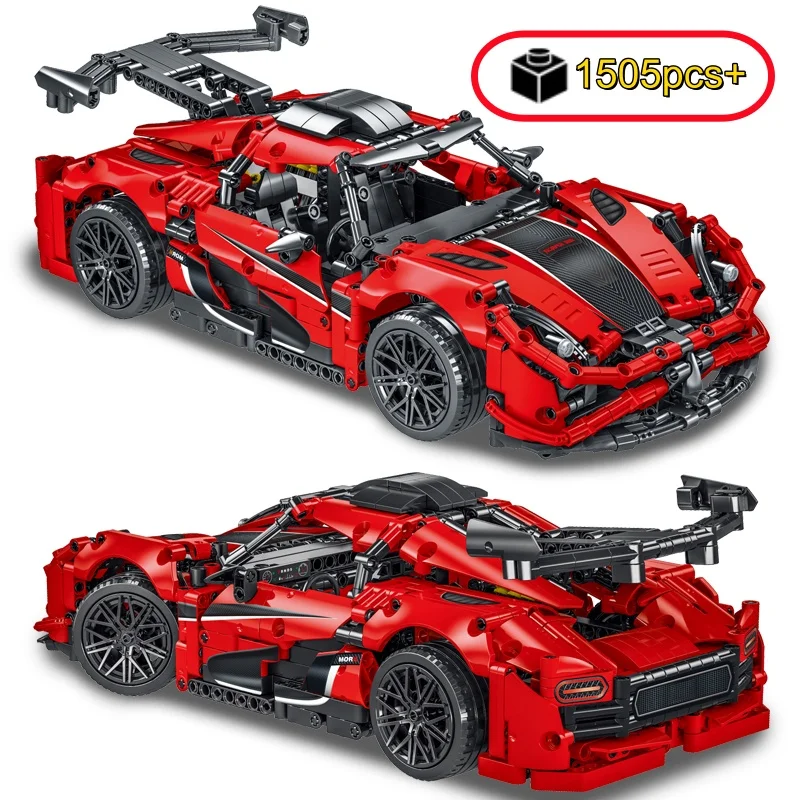 

Technical MOC Mechanical Red Race Car Assembly Bricks Creative Construction Kit DIY tabletop decoration Birthday Christmas Gifts