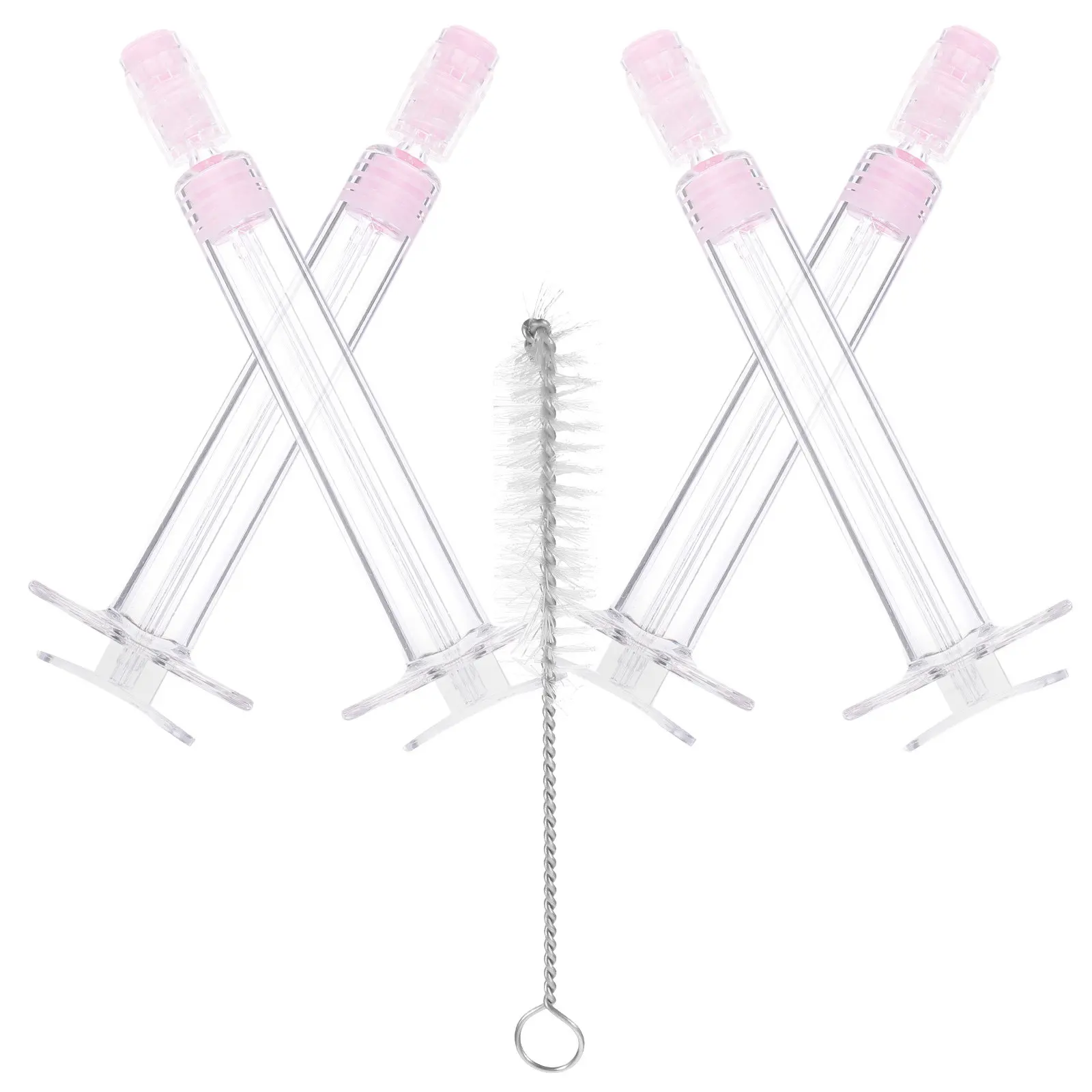 5Pcs Subpackaging Bottle Set Portable Refillable Tubes with Cleaning Brush Empty Travel Lotion Storage Bottles