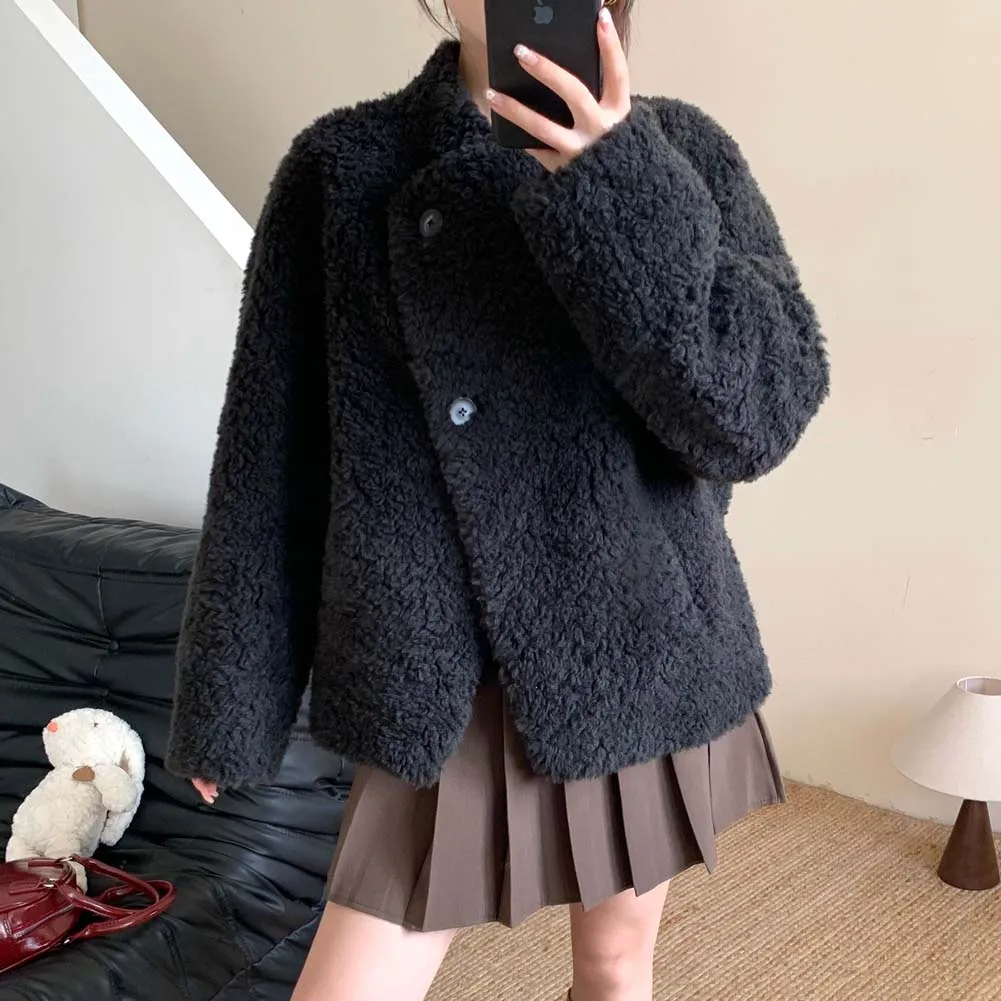 معطف فرو صوف الحمل أنثى 2025 شتاء جديد طوق سترة شيرلينغ الأغنام الشابة #6